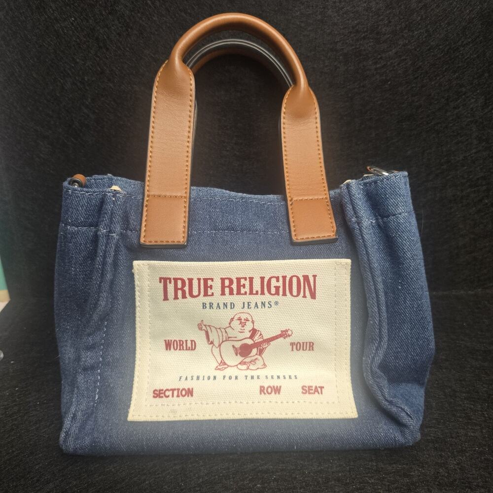 True Religion Mini Denim Tote Handbag MISSING Shoulder Strap